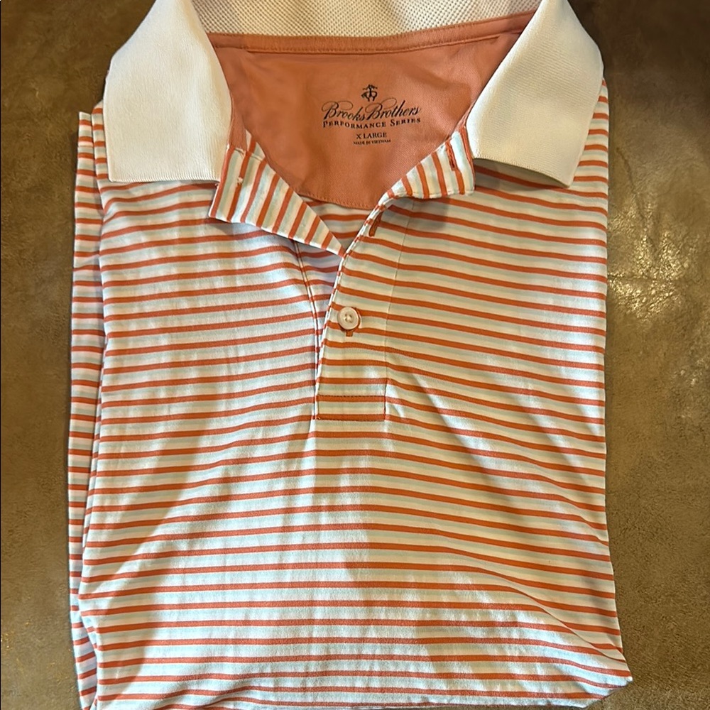 Brooks Brothers Orange Striped Polo Shirt